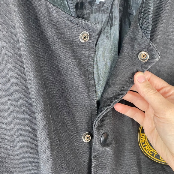 Vintage Teamsters Jacket 2XL XXL Black Suede Leather Sleeves Avon Coat Union USA - Picture 2 of 13